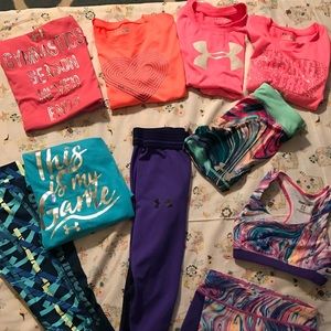 Girls size 6 and 6x Nike and under armour